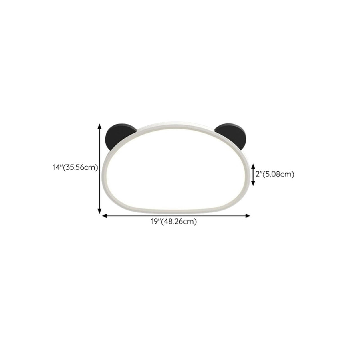 Small Panda Black-White Flush Mount Light Kids Room 