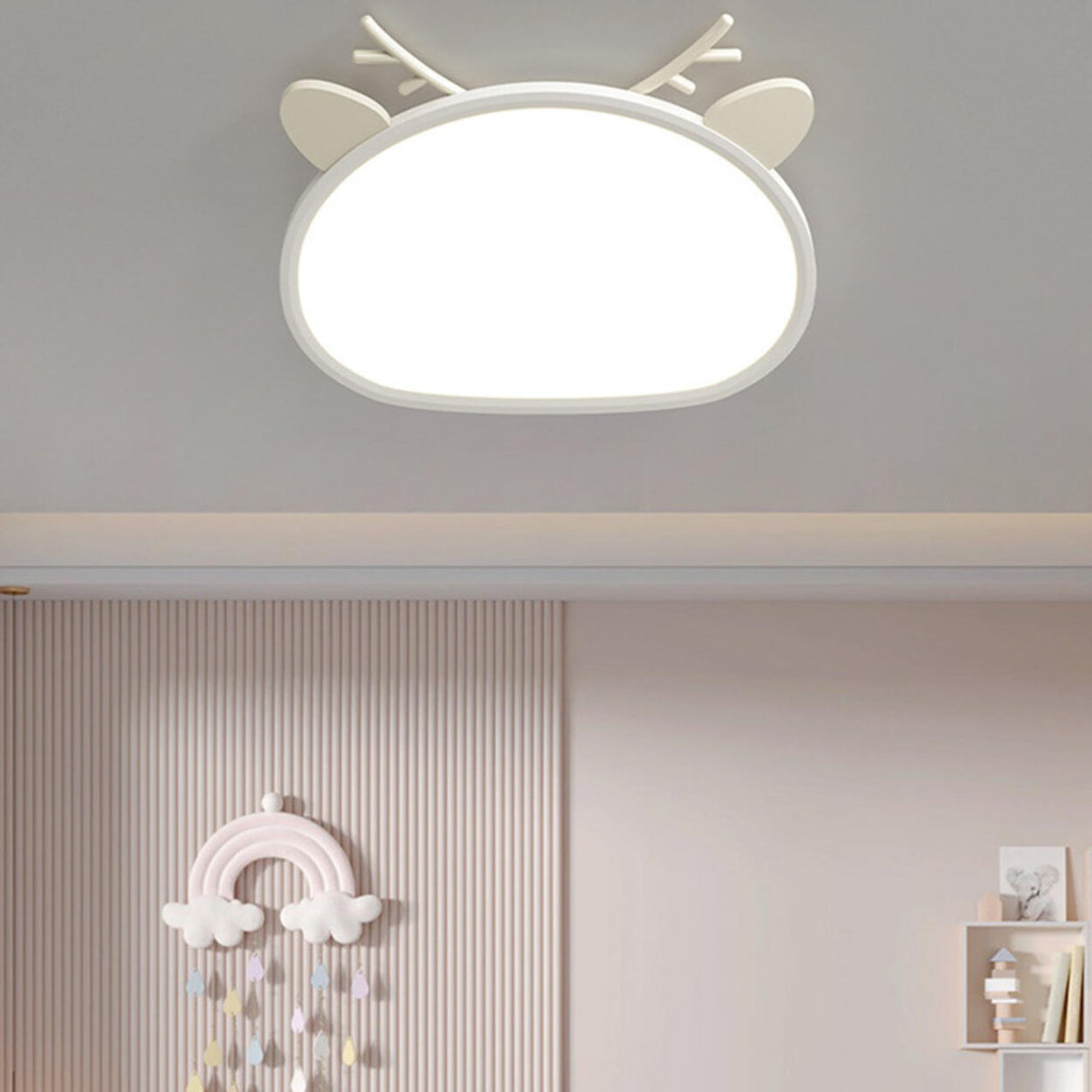 Small Panda Black-White Flush Mount Light Kids Room Image - 5