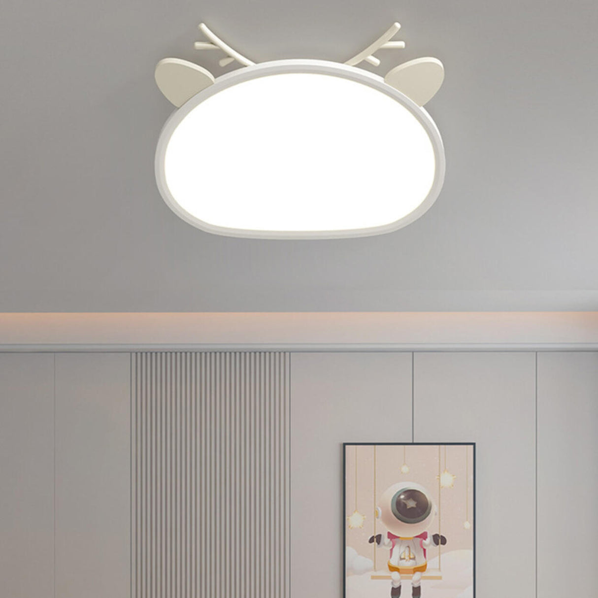 Small Panda Black-White Flush Mount Light Kids Room Image - 6