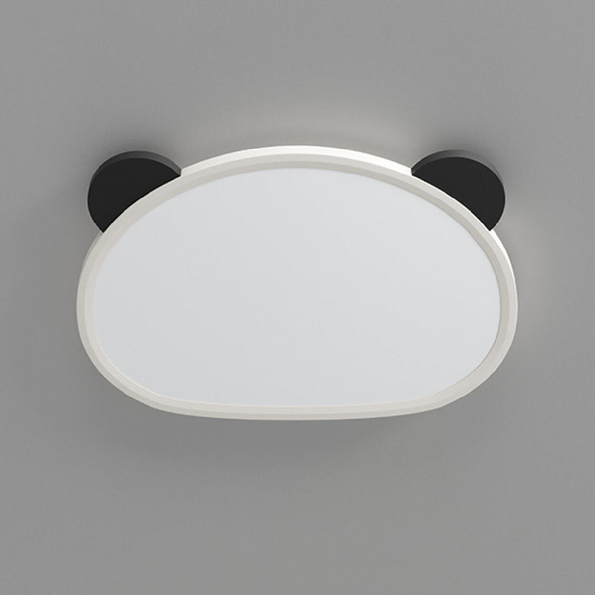 Small Panda Black-White Flush Mount Light Kids Room Image - 8