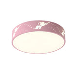 Small Pink Elephant Drum LED Flush Mount Ceiling Light Image - 2