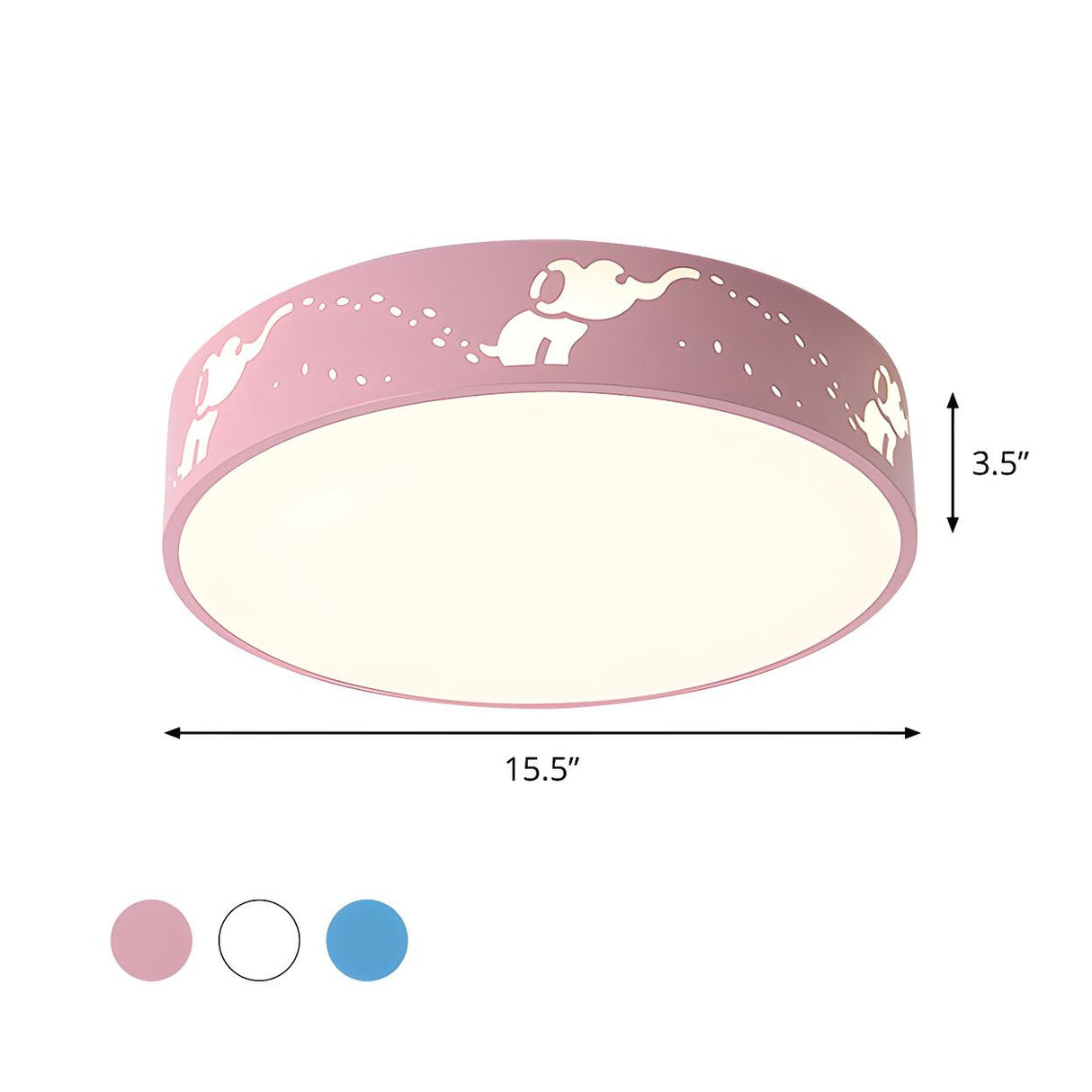 Small Pink Elephant Drum LED Flush Mount Ceiling Light Image - 4