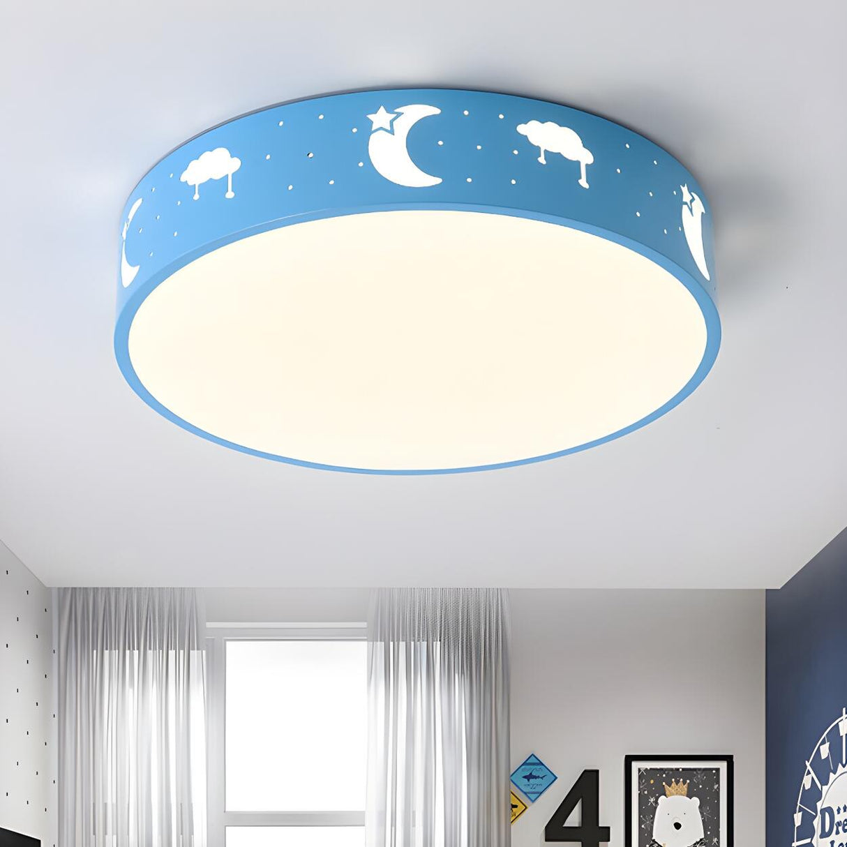 Small Pink Elephant Drum LED Flush Mount Ceiling Light Image - 9