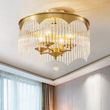 Small Round Glass Strip Semi-Flush Mount Ceiling Light Image - 1