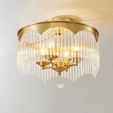 Small Round Glass Strip Semi-Flush Mount Ceiling Light Image - 10