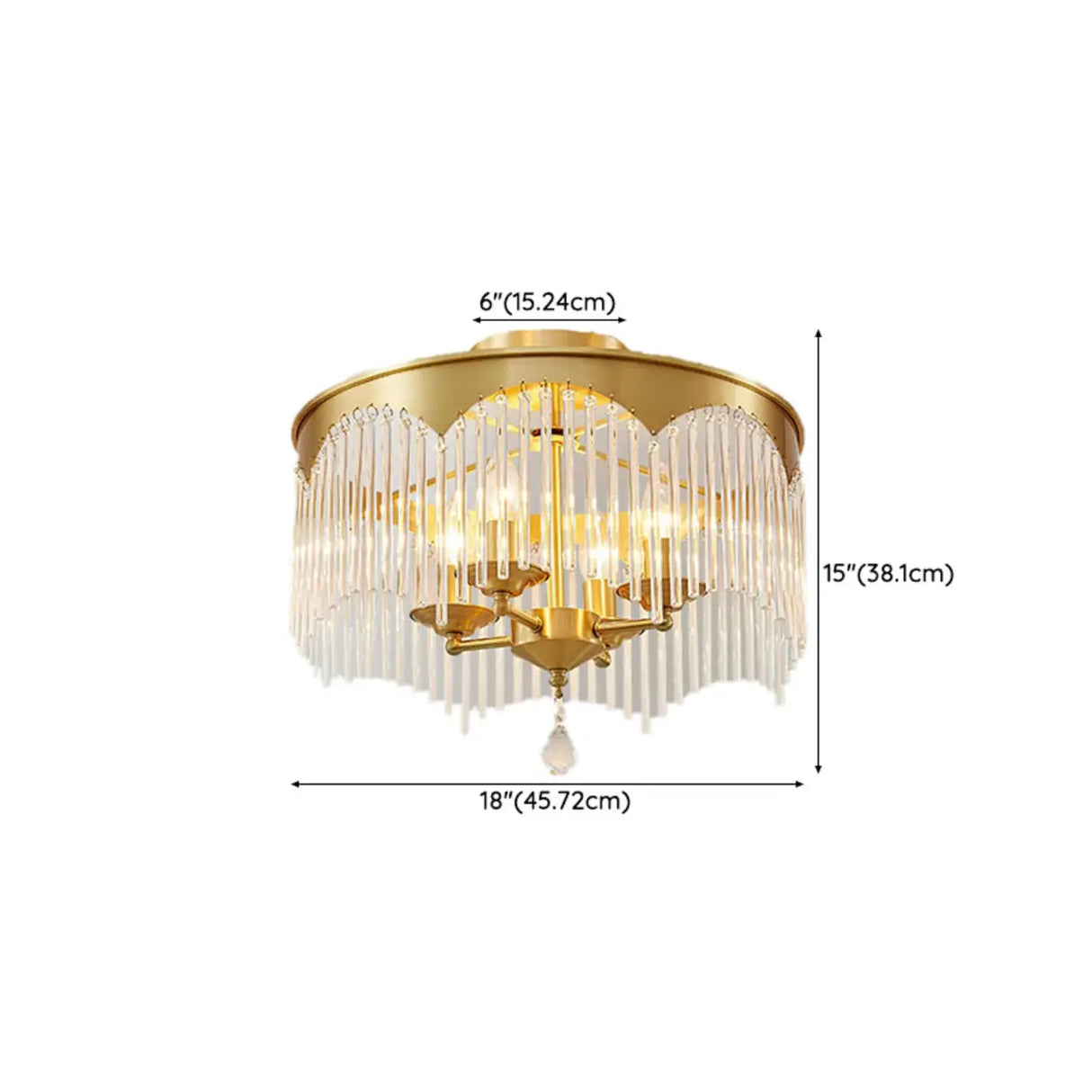 Small Round Glass Strip Semi-Flush Mount Ceiling Light 