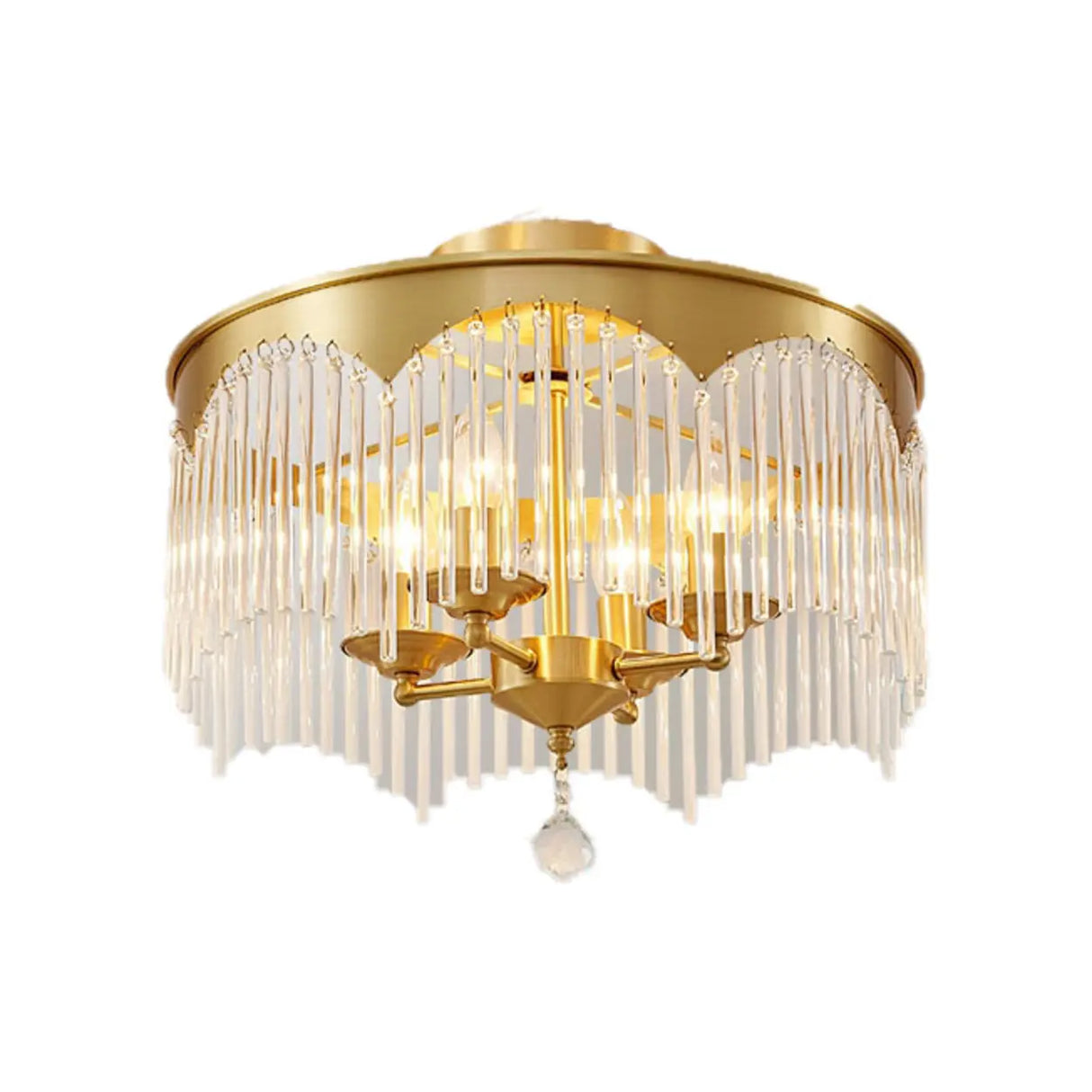 Small Round Glass Strip Semi-Flush Mount Ceiling Light Image - 5