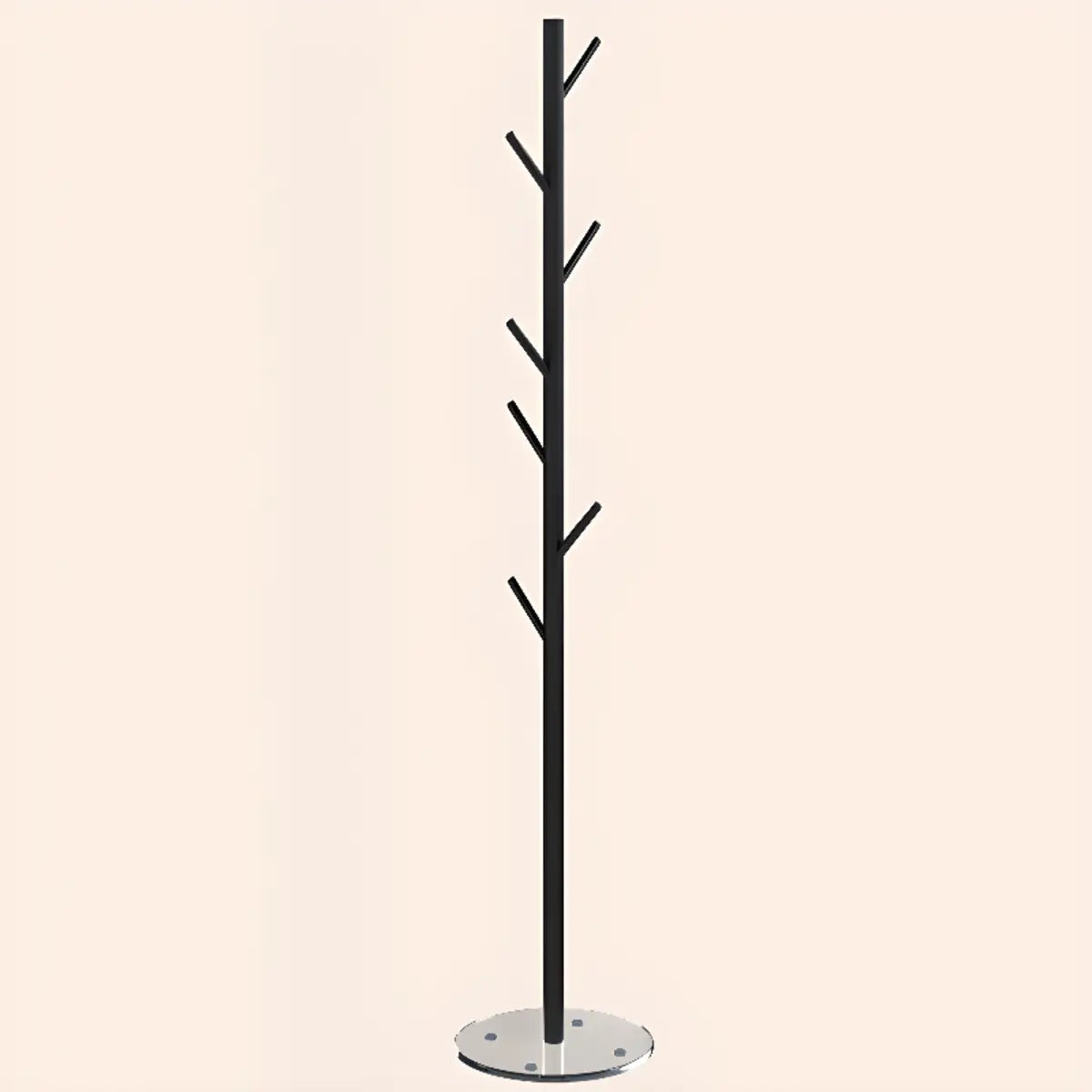 Small Space White Steel Alloy Hooks Stand Tree Coat Rack Image - 5