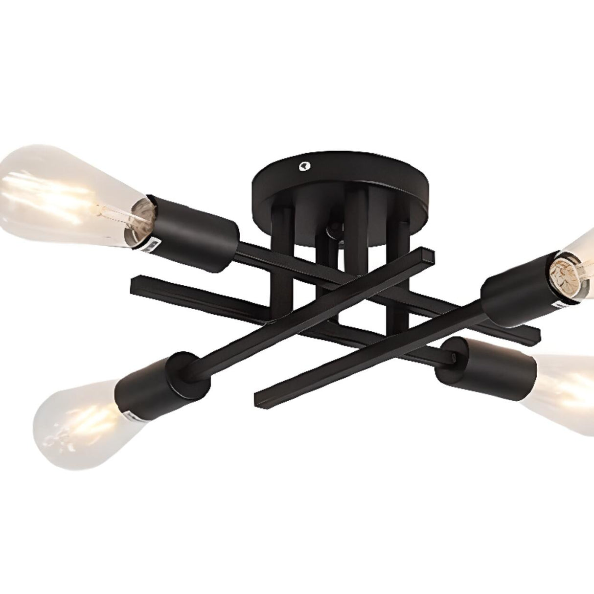 Small Sputnik Black Semi-Flush Mount Light 4-Light Image - 8