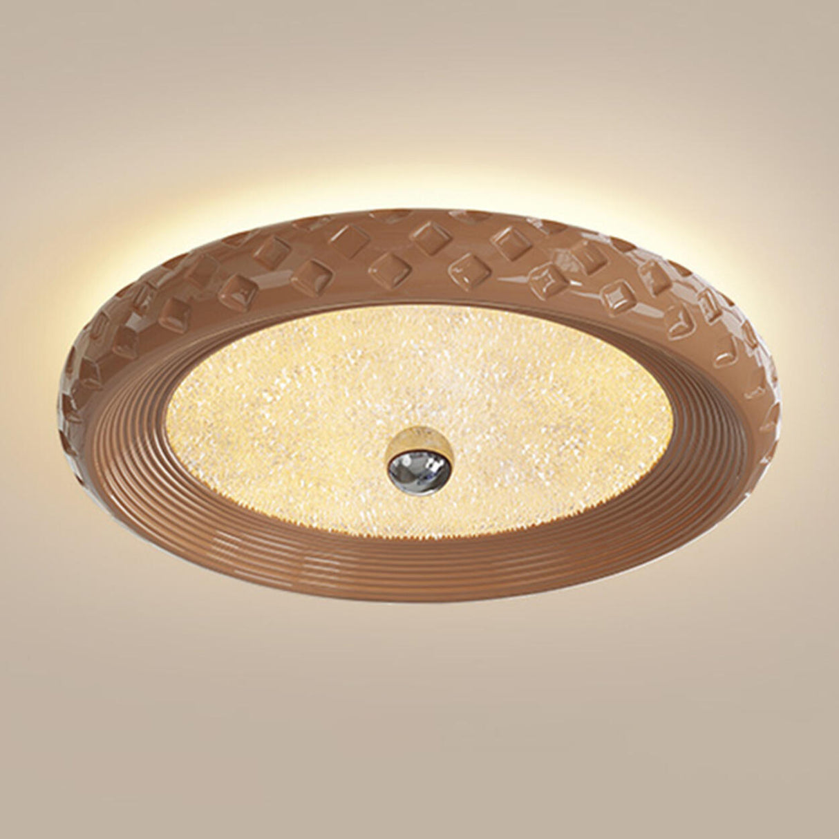 Small Trendy Pink Round Flush Mount Ceiling Light Image - 13