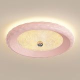 Small Trendy Pink Round Flush Mount Ceiling Light Image - 2