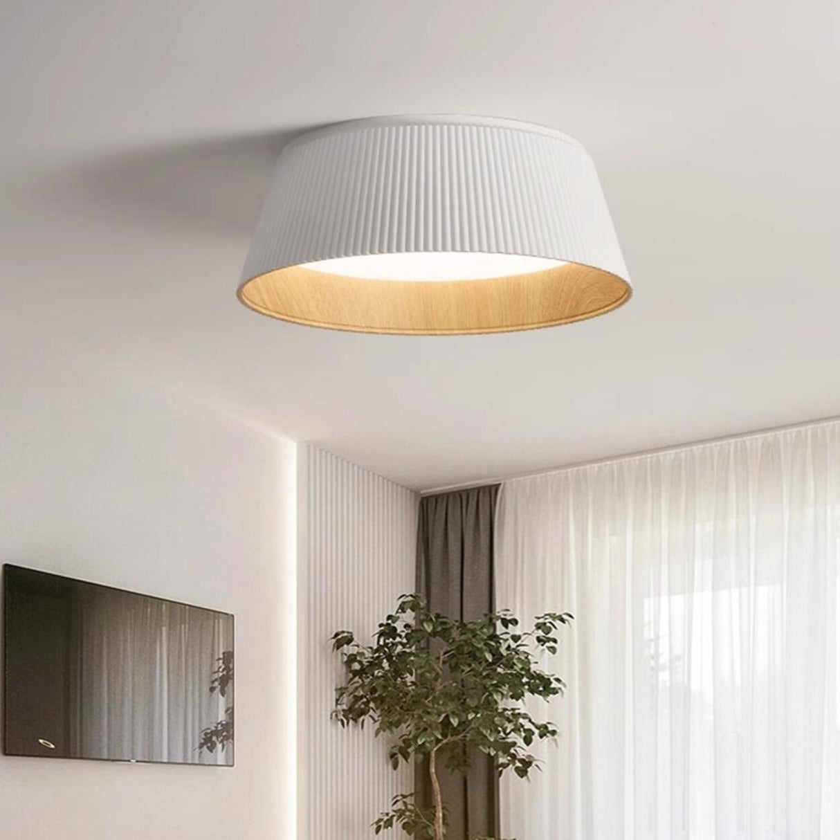 Small White Trumpet LED Flush Mount Ceiling Light Image - 1