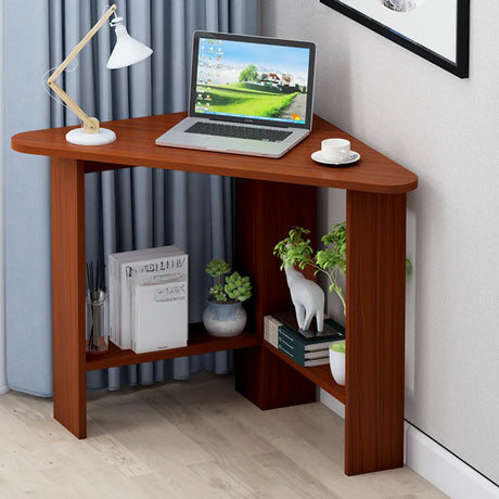 Small Wood Exterior Shelf Triangle Corner Computer Desk Image - 1