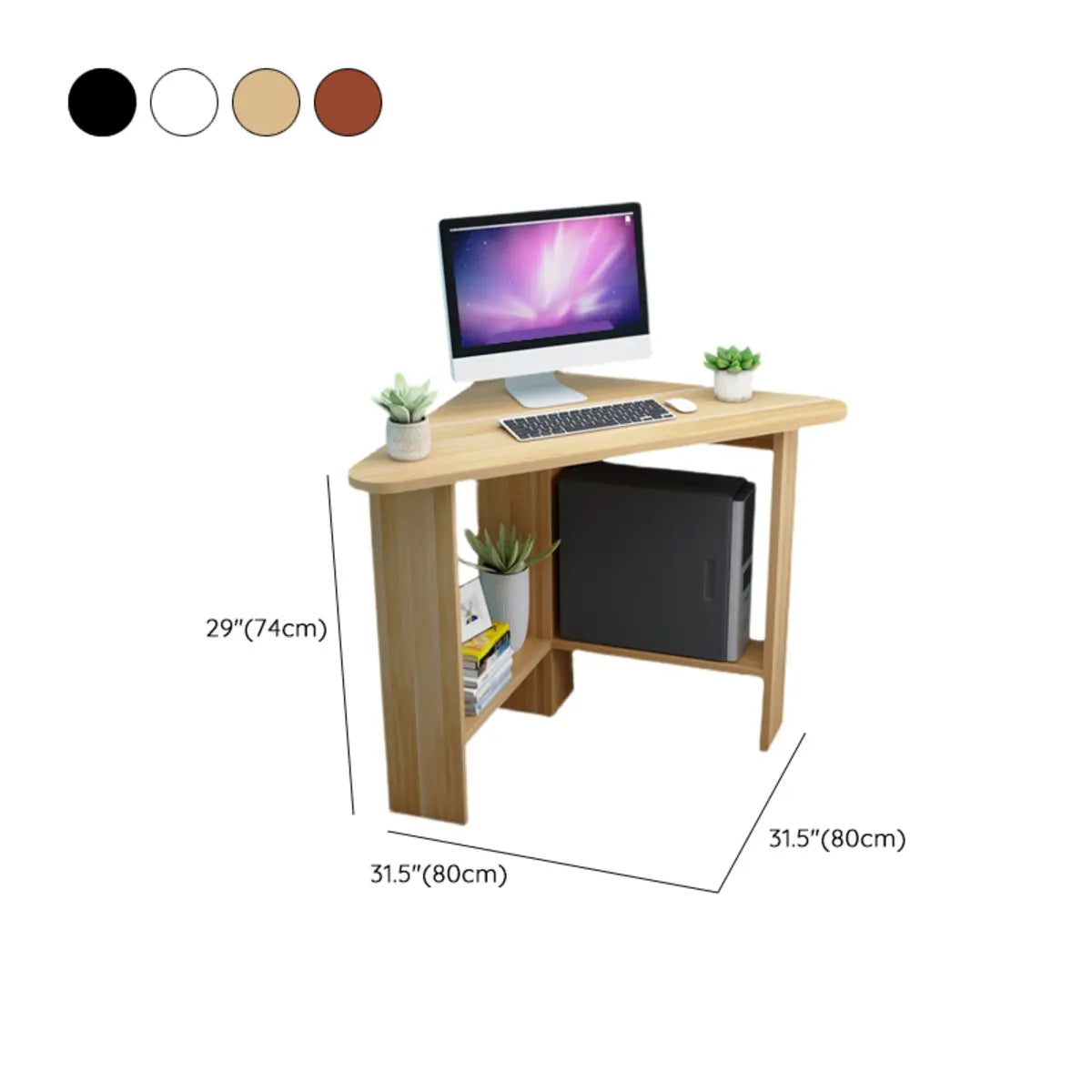 Small Wood Exterior Shelf Triangle Corner Computer Desk Image - 13