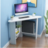 Small Wood Exterior Shelf Triangle Corner Computer Desk Image - 2