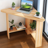 Small Wood Exterior Shelf Triangle Corner Computer Desk Image - 6