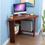 Small Wood Exterior Shelf Triangle Corner Computer Desk Image - 7