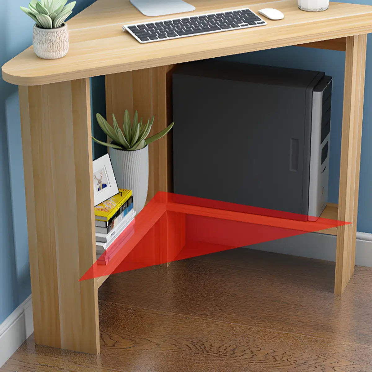 Small Wood Exterior Shelf Triangle Corner Computer Desk Image - 8