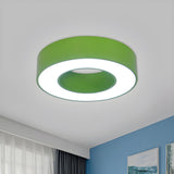 Small Yellow Hollow Drum LED Flush Mount Ceiling Light Image - 10