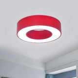 Small Yellow Hollow Drum LED Flush Mount Ceiling Light Image - 12