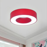 Small Yellow Hollow Drum LED Flush Mount Ceiling Light Image - 13