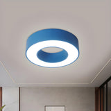 Small Yellow Hollow Drum LED Flush Mount Ceiling Light Image - 4