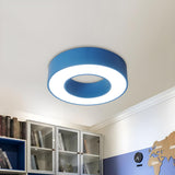 Small Yellow Hollow Drum LED Flush Mount Ceiling Light Image - 5