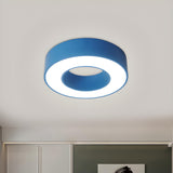 Small Yellow Hollow Drum LED Flush Mount Ceiling Light Image - 6