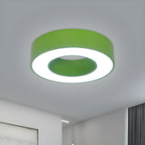 Small Yellow Hollow Drum LED Flush Mount Ceiling Light Image - 8