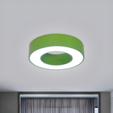 Small Yellow Hollow Drum LED Flush Mount Ceiling Light Image - 9