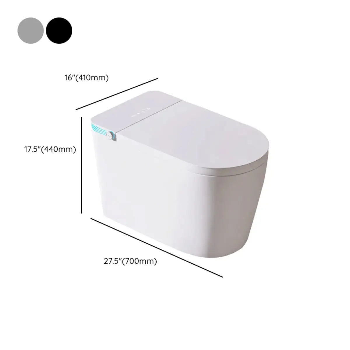 Smart Elongated Siphon Jet Concealed Tank One-Piece Toilet 