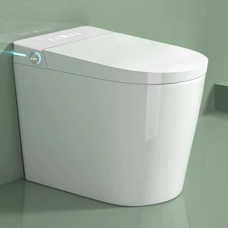 Smart Elongated White Ceramic Toilet with LED Panel Image - 1