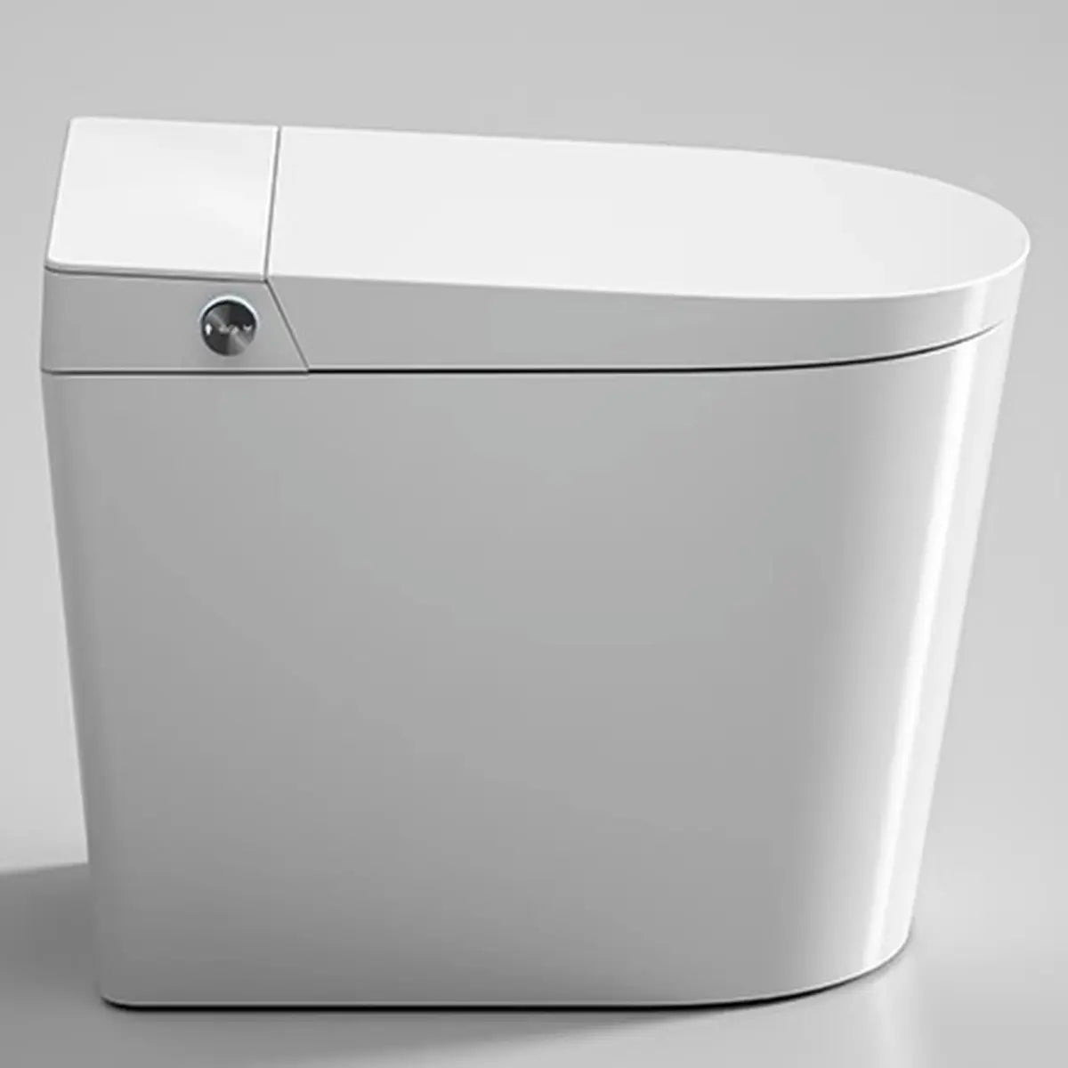 Smart Elongated White Ceramic Toilet with LED Panel Image - 3