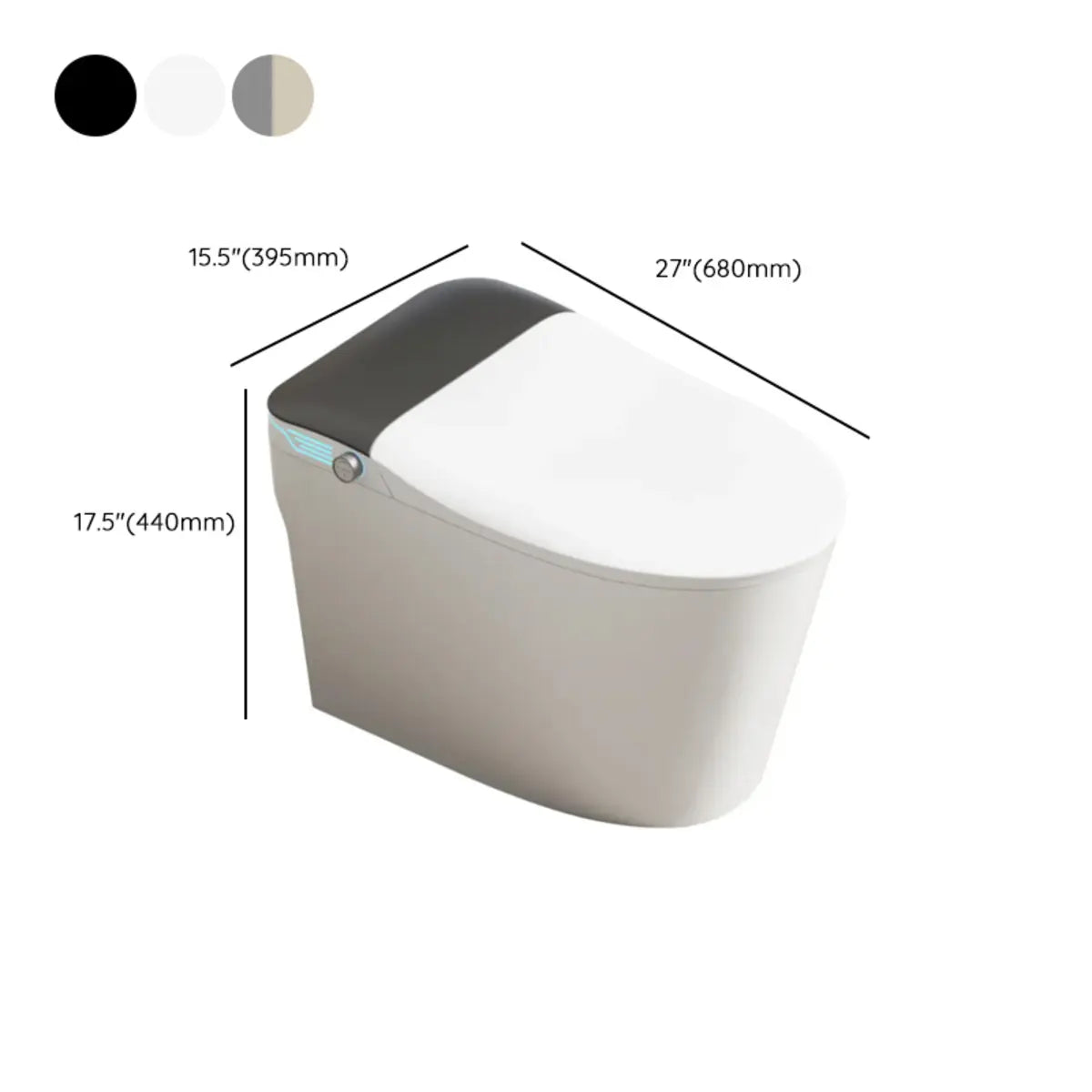 Smart Elongated White Concealed Tank One-Piece Toilet 