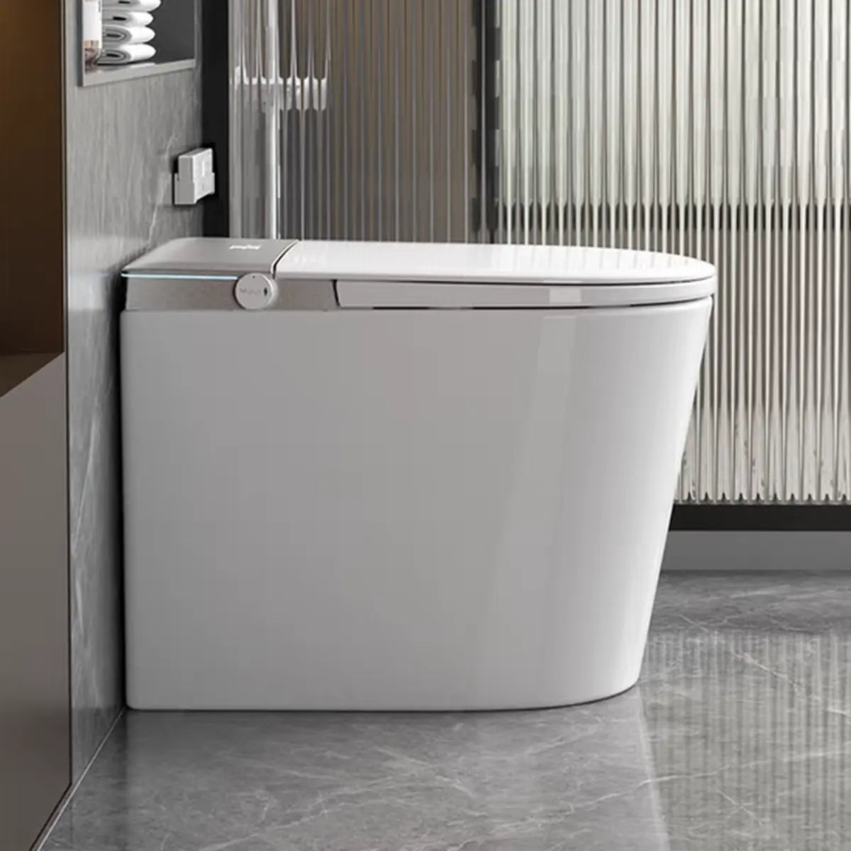 Smart One-Piece Elongated Ceramic Concealed Tank Toilet Image - 1