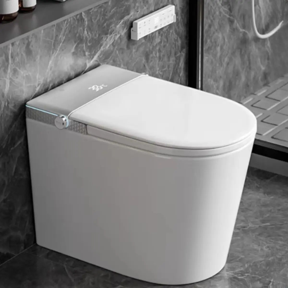 Smart One-Piece Elongated Ceramic Concealed Tank Toilet Image - 7