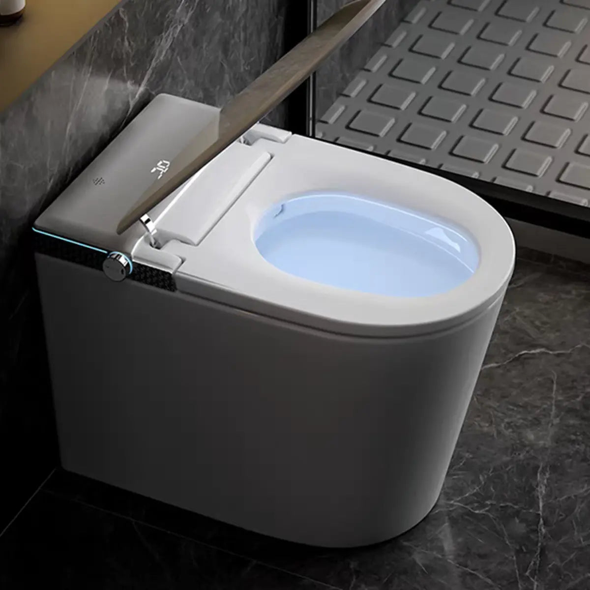 Smart One-Piece Elongated Ceramic Concealed Tank Toilet Image - 8