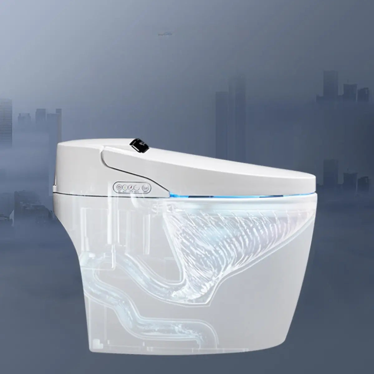 Smart Oval Antimicrobial Seat Elongated Ceramic Toilet Image - 4