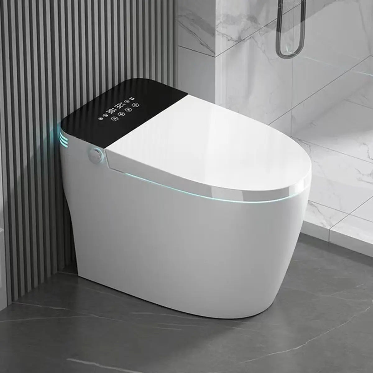 Smart Oval Concealed Tank Toilet with LED Touch Panel Image - 1