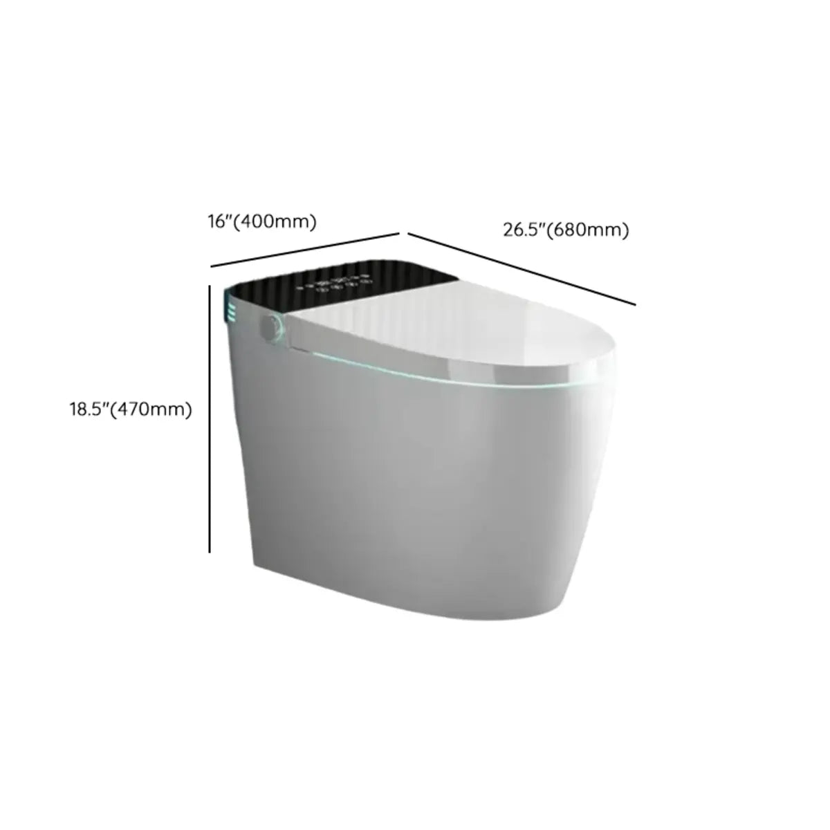 Smart Oval Concealed Tank Toilet with LED Touch Panel 