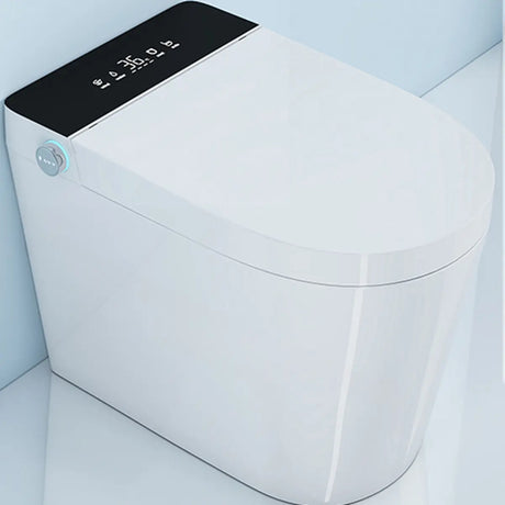 Smart White Elongated Ceramic Toilet with LED Display Image - 1