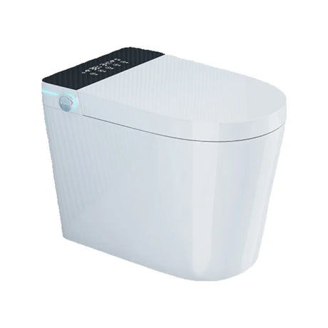 Smart White Elongated Ceramic Toilet with LED Display Image - 2