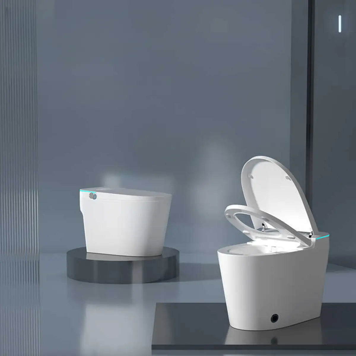 Smart White Oval Elongated Bidet Toilet with LED Light Image - 4