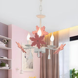 Snowflake Candle Crystal Metal Kids Room Grey Chandelier Image - 10