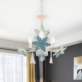 Snowflake Candle Crystal Metal Kids Room Grey Chandelier Image - 15