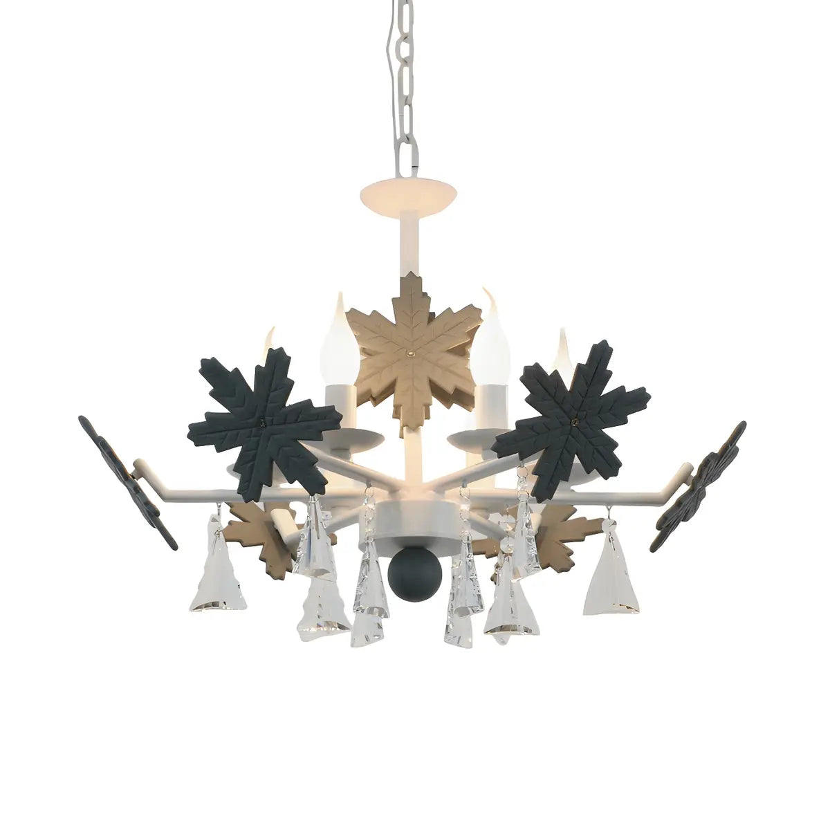 Snowflake Candle Crystal Metal Kids Room Grey Chandelier Image - 20