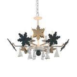 Snowflake Candle Crystal Metal Kids Room Grey Chandelier Image - 20