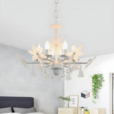 Snowflake Candle Crystal Metal Kids Room Grey Chandelier Image - 23