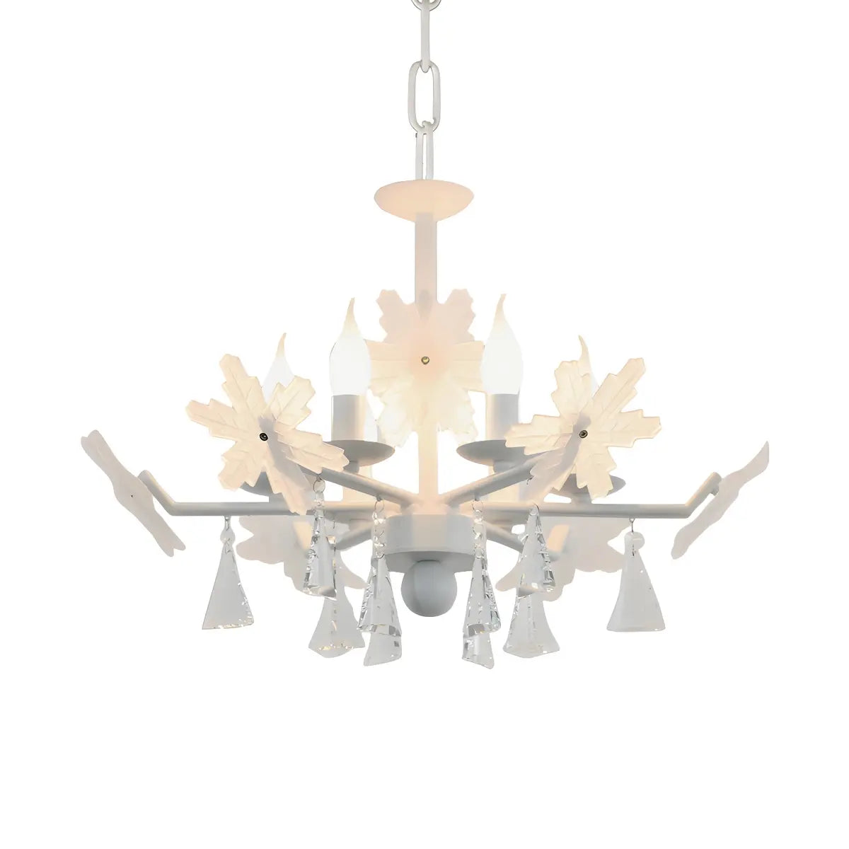 Snowflake Candle Crystal Metal Kids Room Grey Chandelier Image - 24