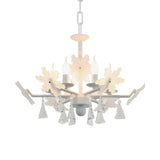 Snowflake Candle Crystal Metal Kids Room Grey Chandelier Image - 24